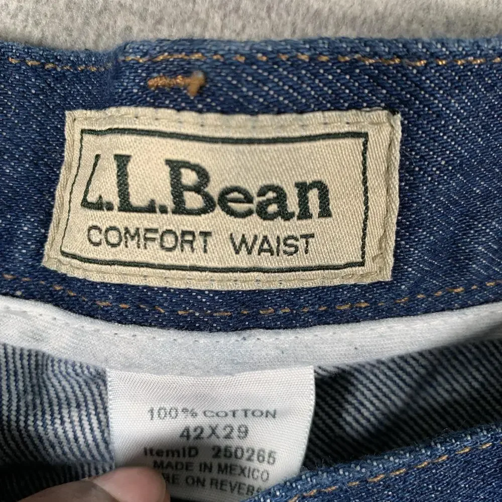 L.L.Bean Jeans Mens 42x29 Blue Comfort Waist Relaxed Straight Leg Denim 5 Pocket